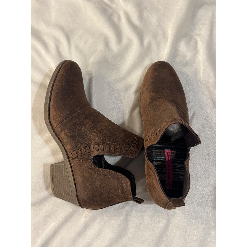 Rock & Candy by Zigi Lipton Brown Faux Suede Cutout Ankle Boots Womens 9 Bohi